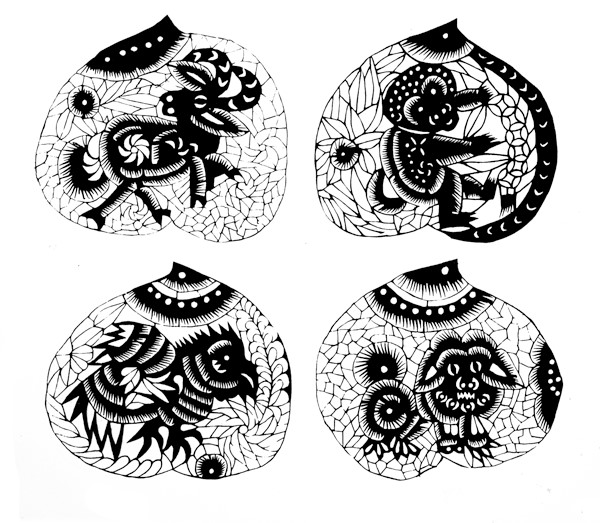 Shandong paper-cut, Shou Tao Zodiac Sign.jpg